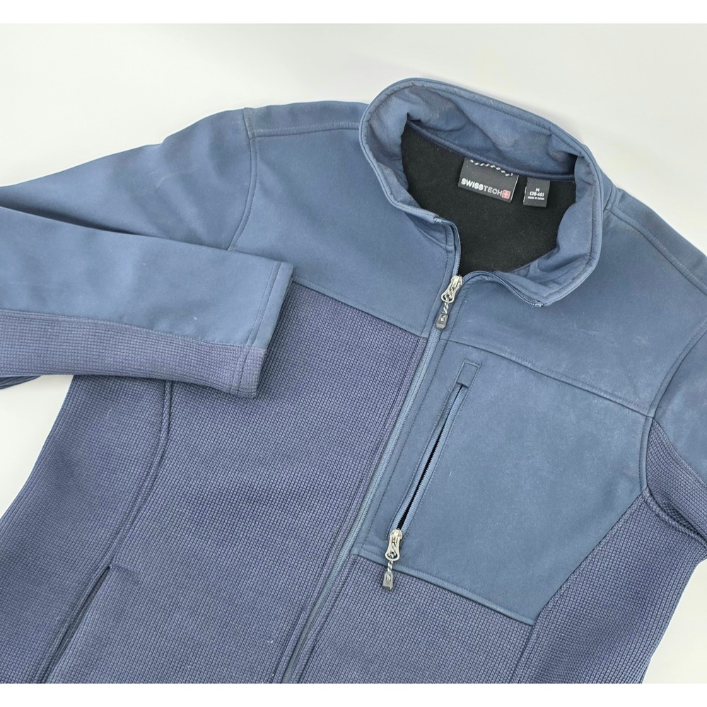 Swiss Tech Gorpcore Jacket Size M 38-40 Mens Dark Navy Blue Full Zip Fleece